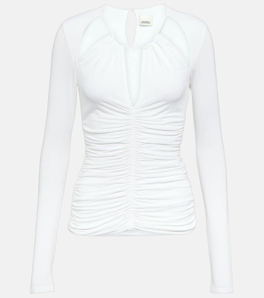 isabel marant levona cutout ruched jersey top