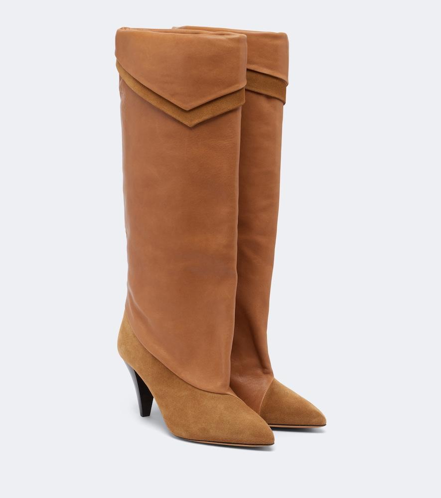 isabel marant lezra suede and leather knee-high boots