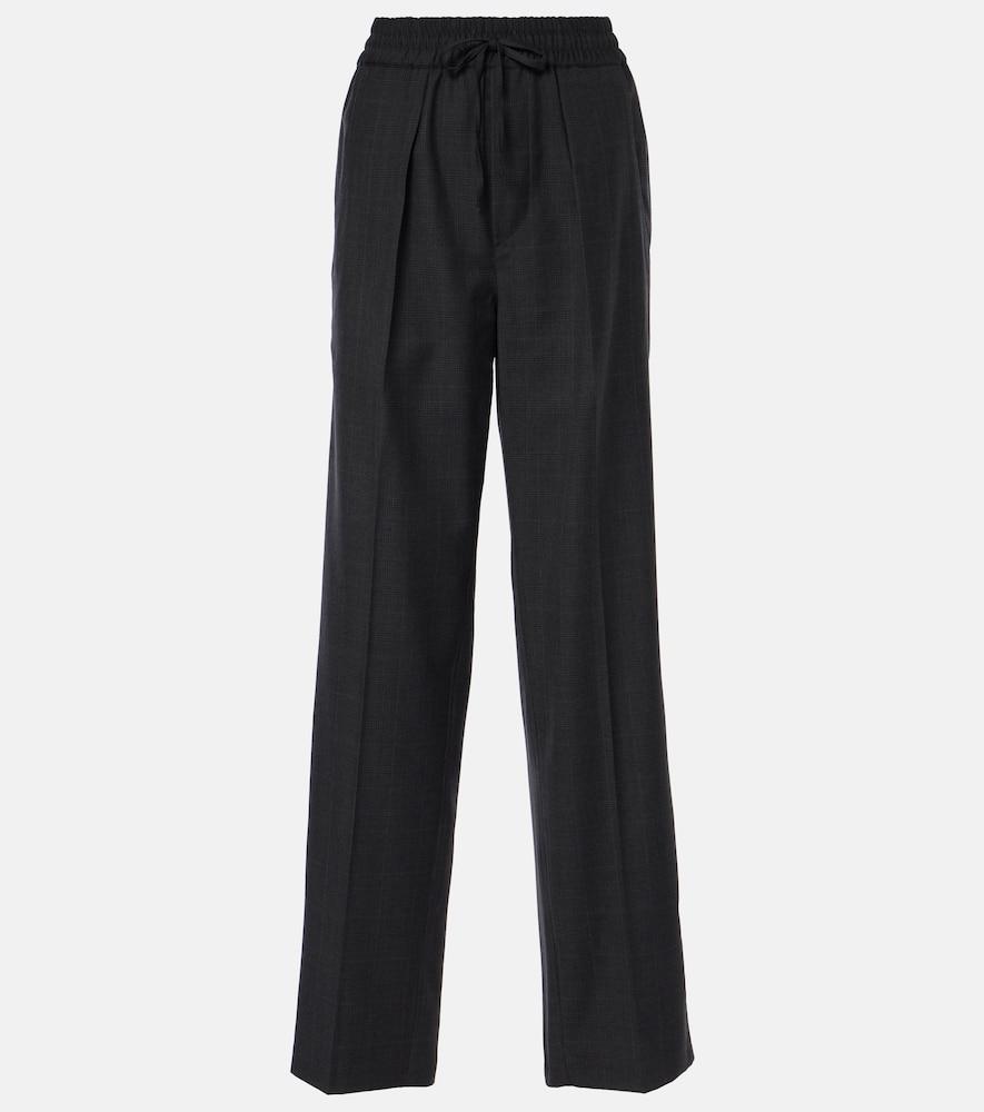 isabel marant liska checked wool-blend straight pants