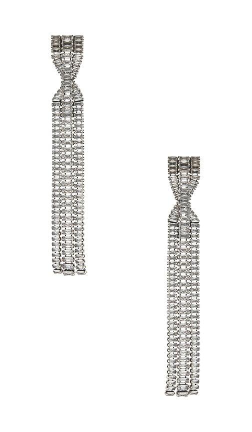isabel marant long earrings in metallic silver.