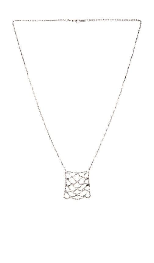 isabel marant long necklace in metallic silver.