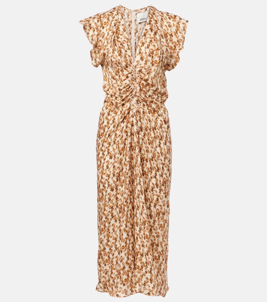 isabel marant lyndsay gathered jacquard midi dress