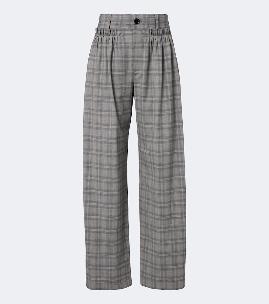 isabel marant mayera checked wool-blend wide-leg pants