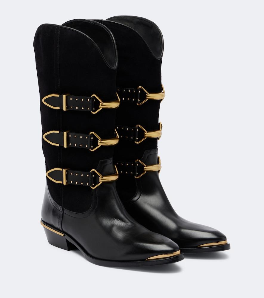 isabel marant mexia leather and suede cowboy boots