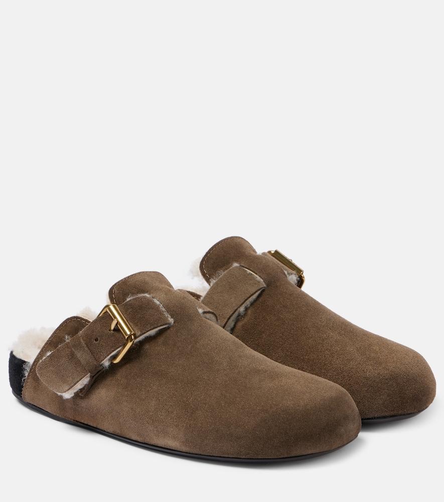 isabel marant mirvin shearling-lined suede clogs