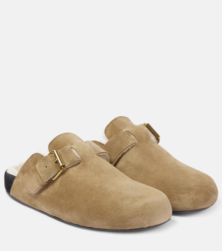 isabel marant mirvin shearling-lined suede clogs