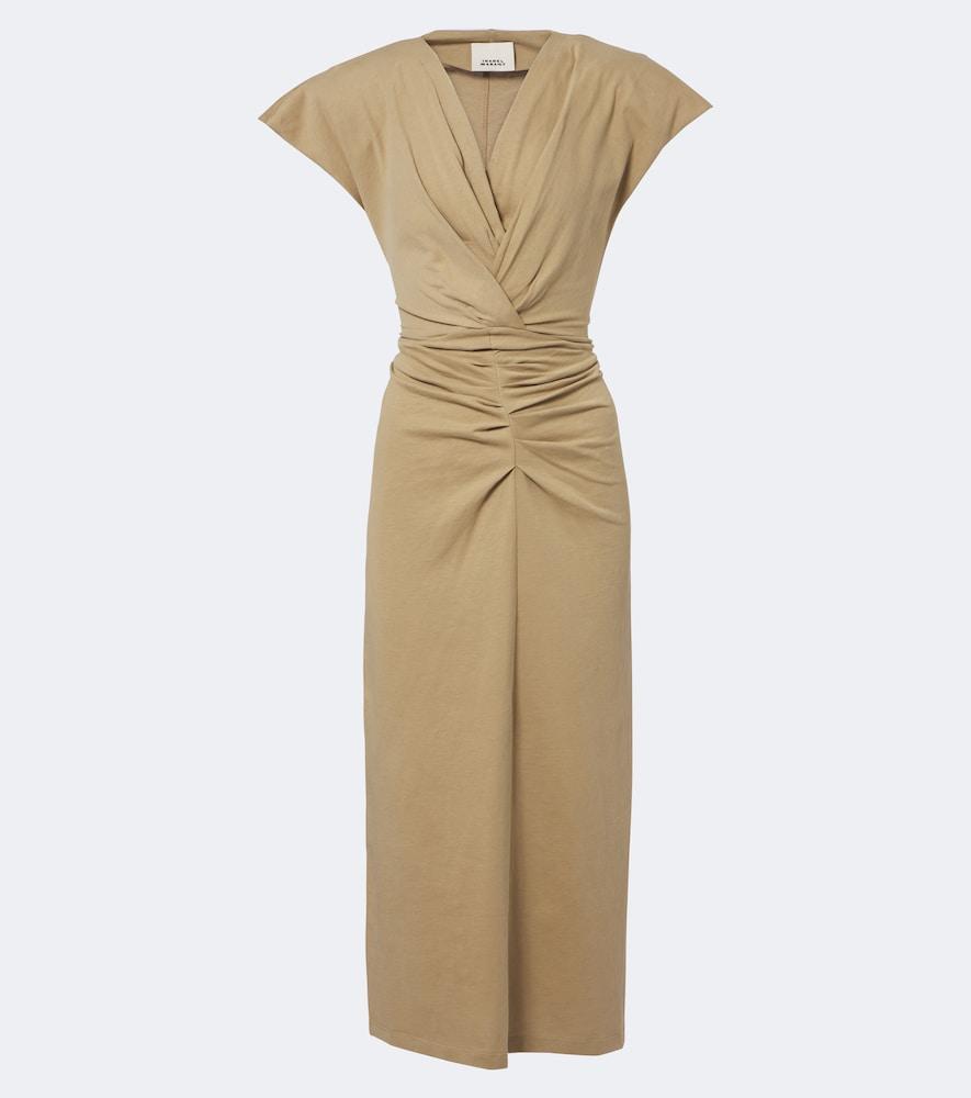 isabel marant nadra gathered cotton jersey midi dress