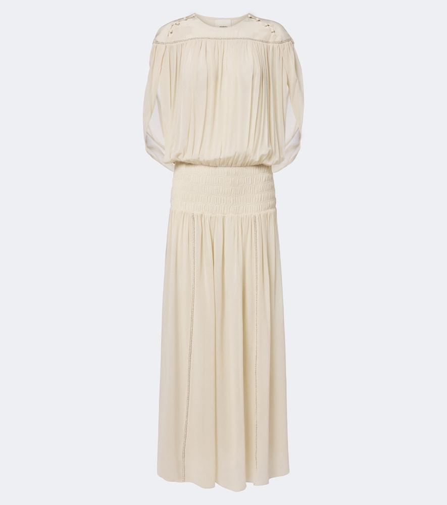 isabel marant nesrine beaded shirred silk maxi dress