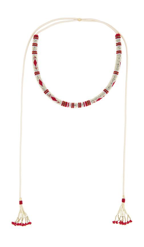 isabel marant nina long necklace in cream,red.