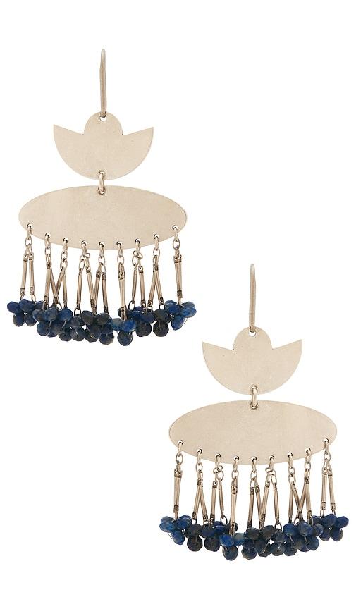 isabel marant nora fringe earrings in metallic silver,navy.