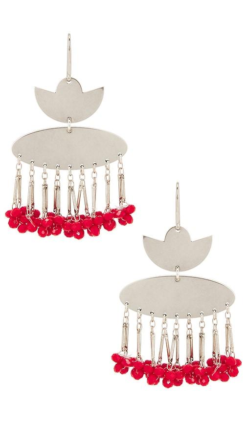 isabel marant nora fringe earrings in metallic silver.