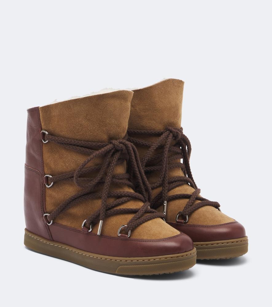 isabel marant nowles shearling-lined leather snow boots