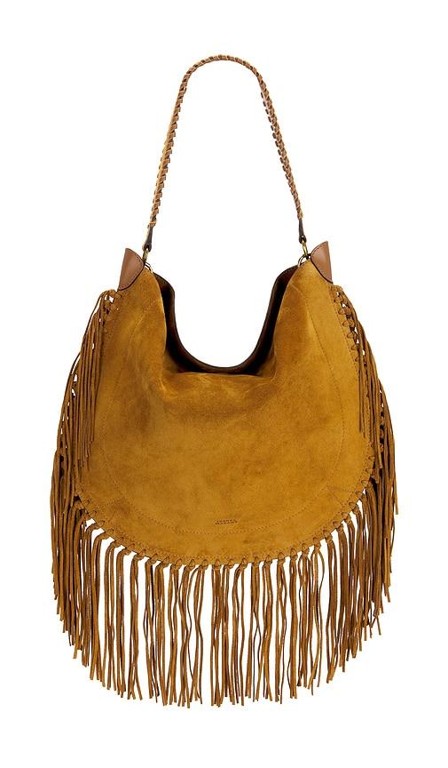 isabel marant oskan hobo soft zip with fringe in brown.
