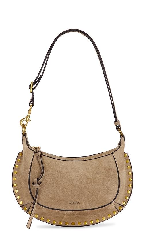 isabel marant oskan moon bag in taupe.