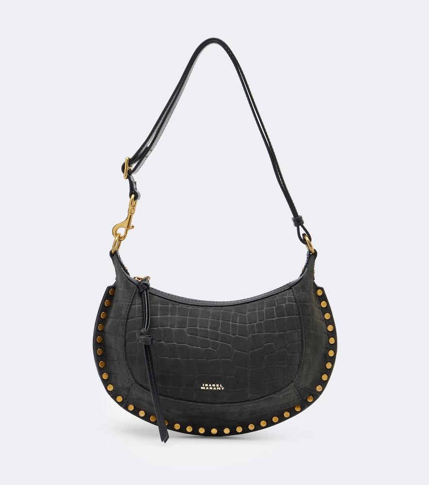 isabel marant oskan small croc-effect suede shoulder bag