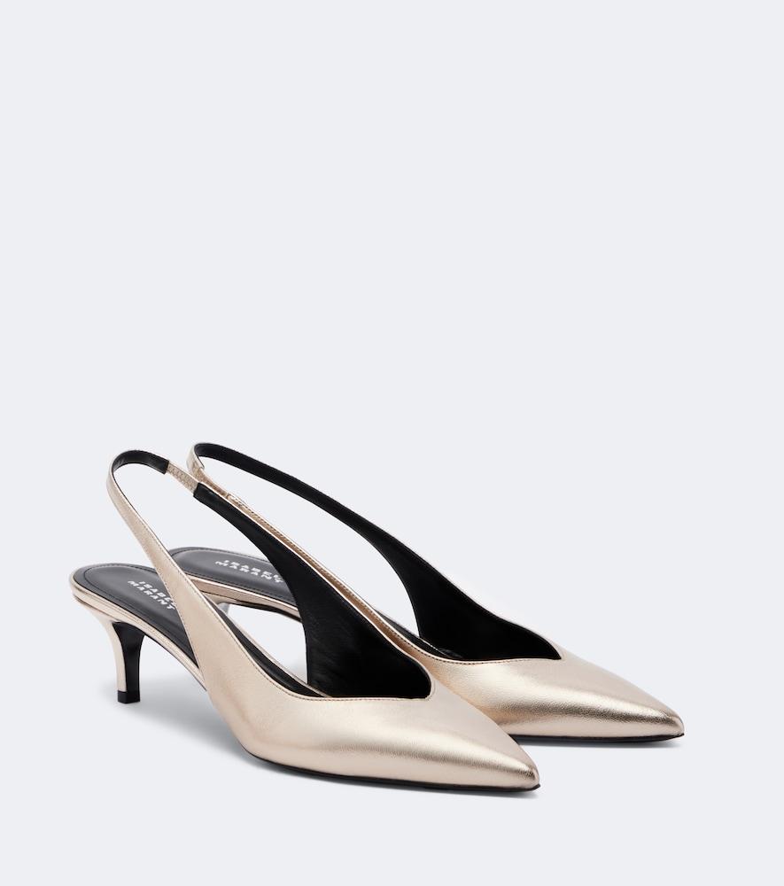isabel marant padim metallic leather slingback pumps