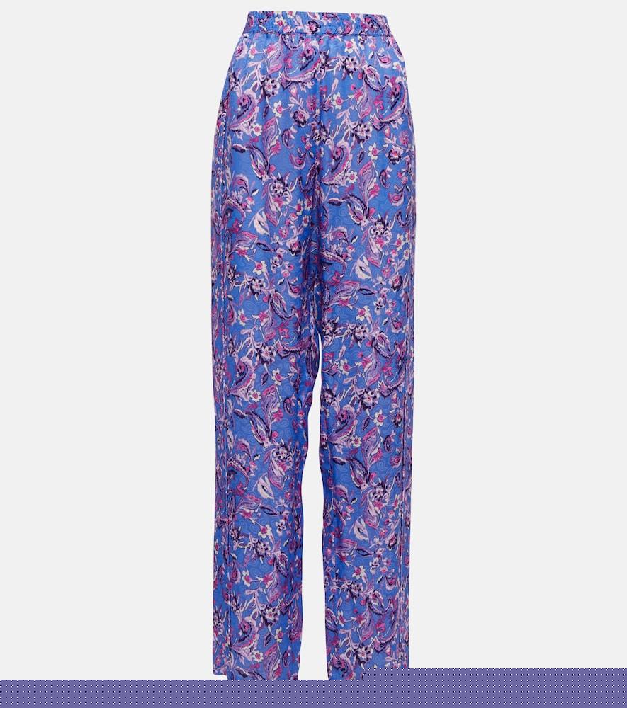 isabel marant piera printed silk-blend pants