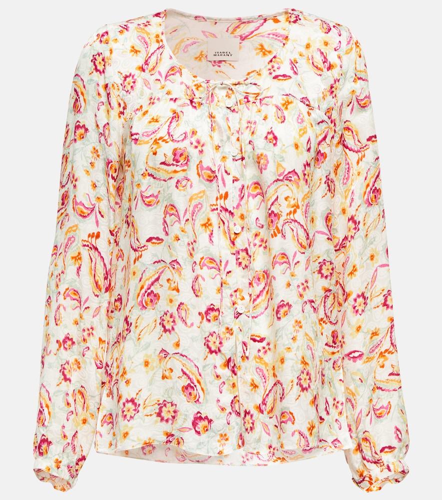 isabel marant prian printed silk-blend blouse