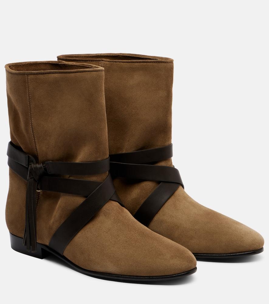 isabel marant rejen leather-trimmed suede ankle boots