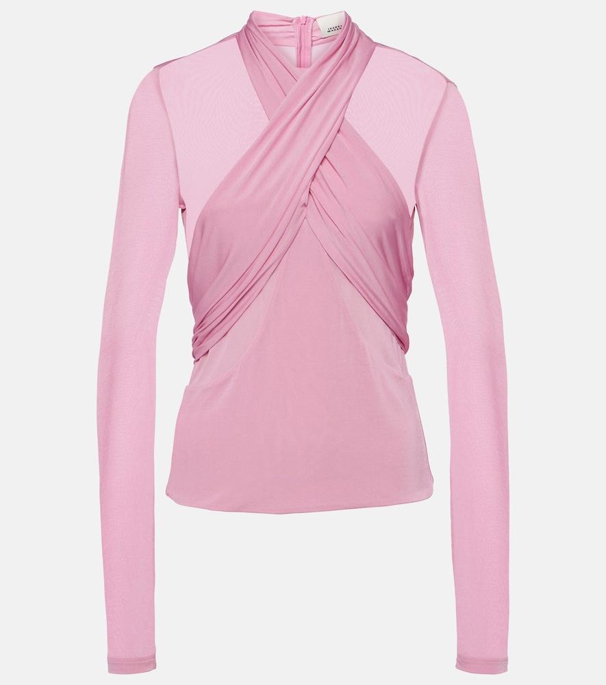 isabel marant resly draped semi-sheer jersey top