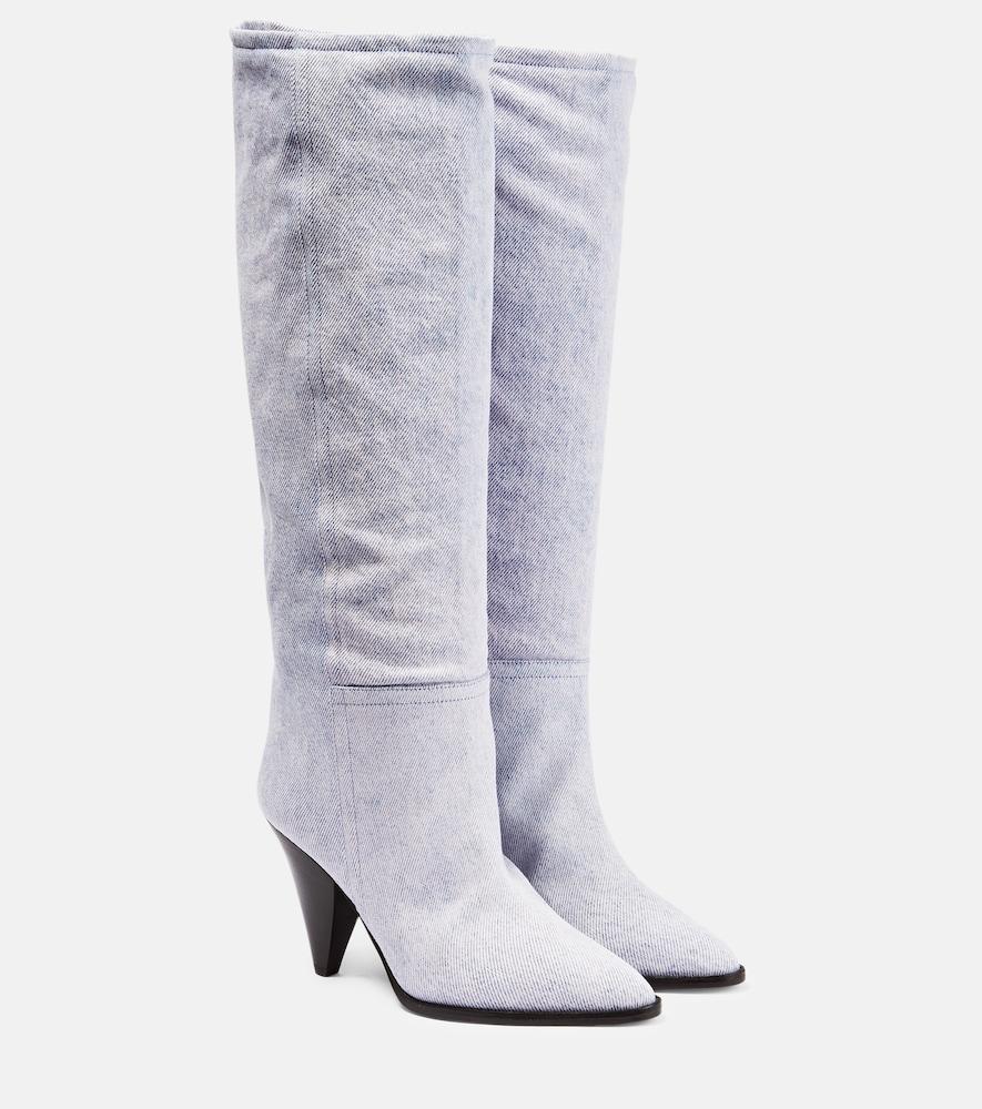 isabel marant ririo denim knee-high boots