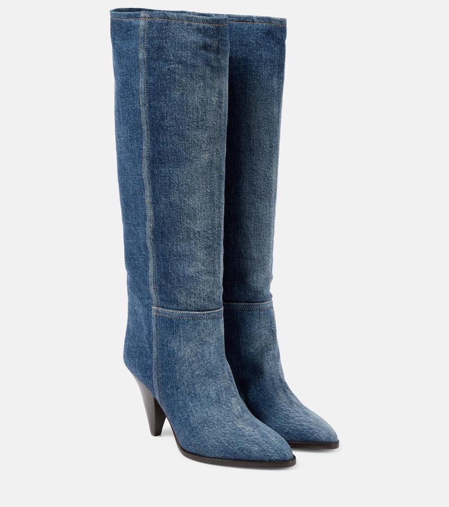 isabel marant ririo denim knee-high boots