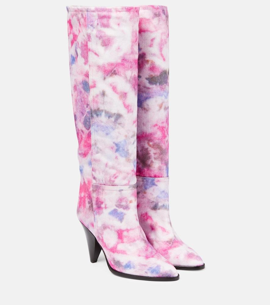 isabel marant ririo printed leather knee-high boots