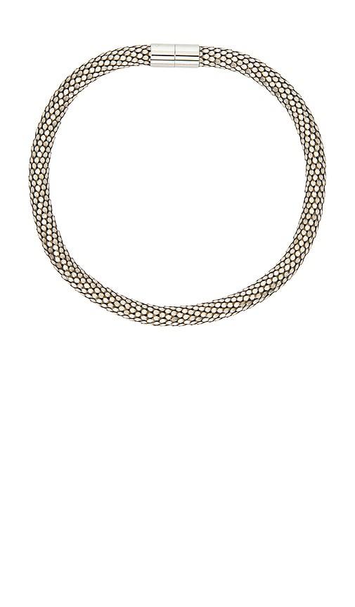 isabel marant short necklace in metallic silver.