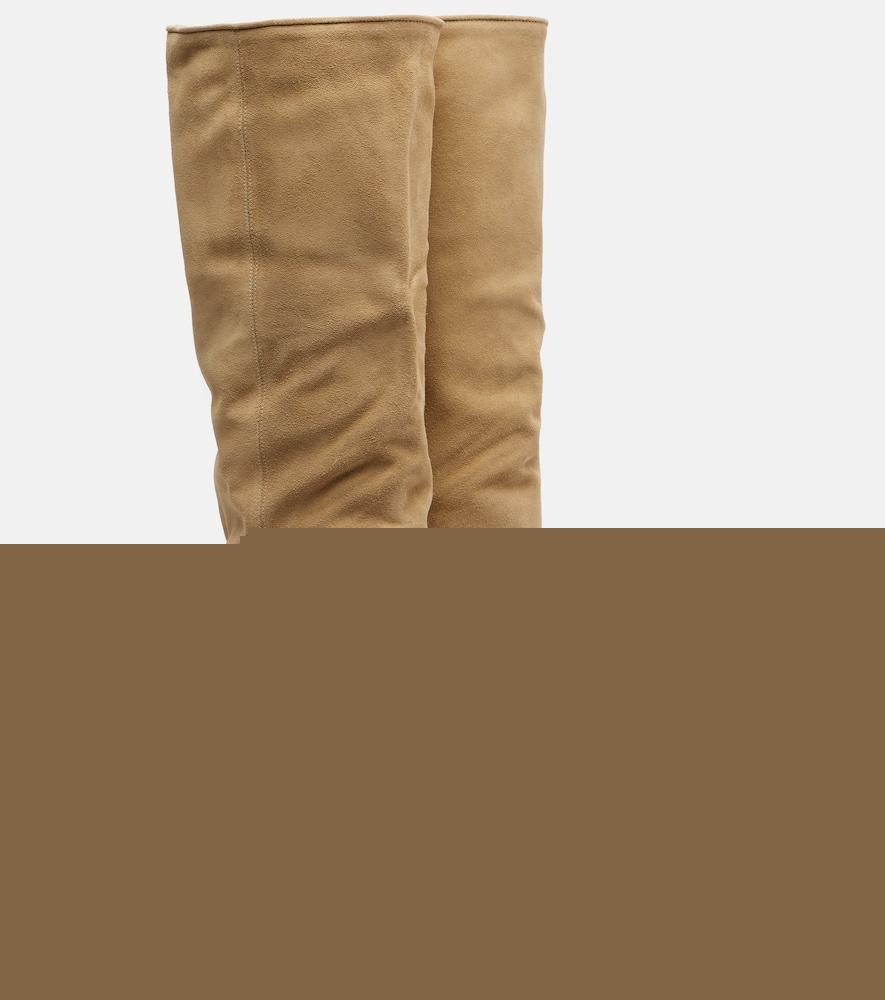 isabel marant silmon leather-trimmed suede knee-high boots