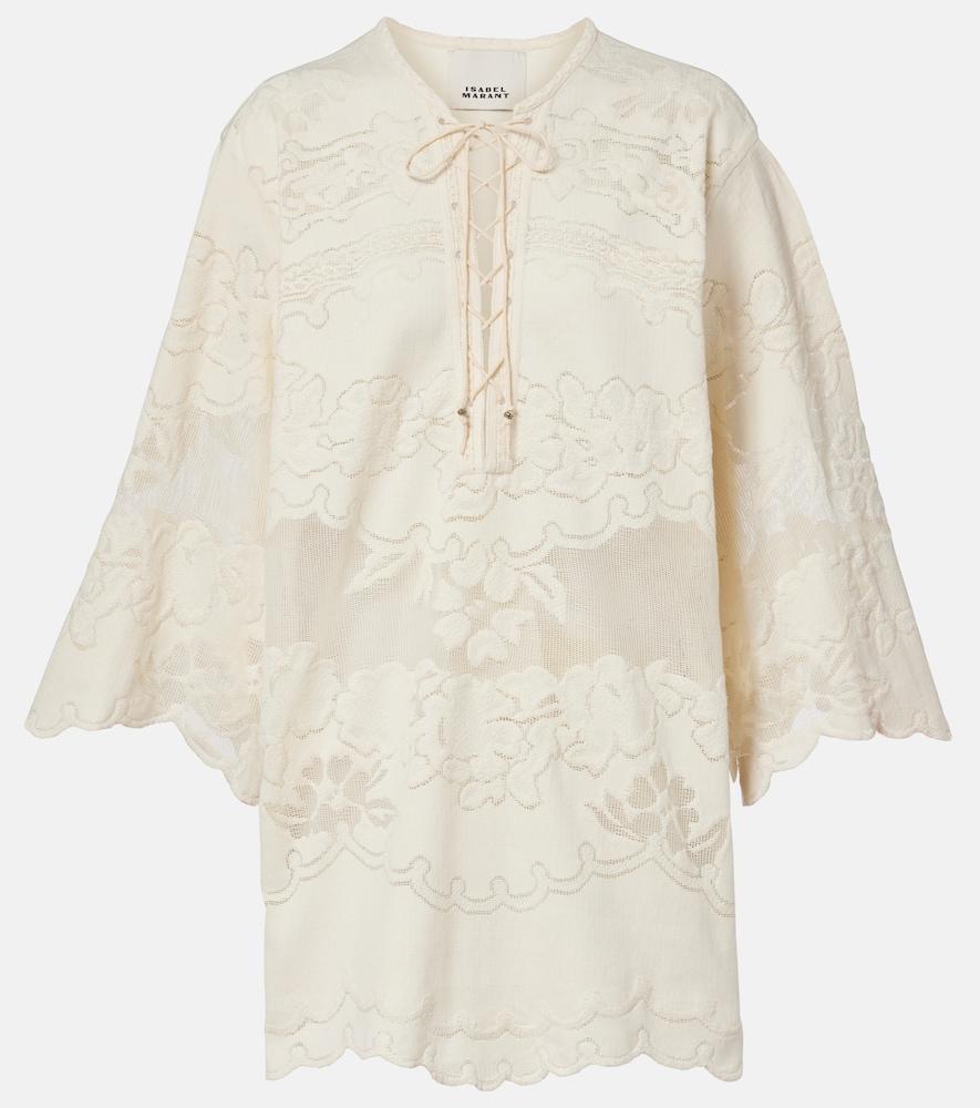 isabel marant solara embroidered cotton-blend minidress