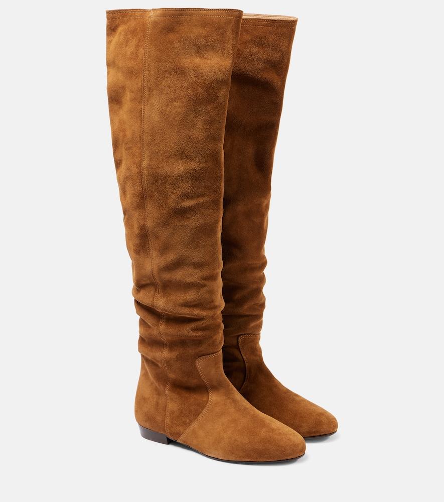 isabel marant solya suede knee-high boots