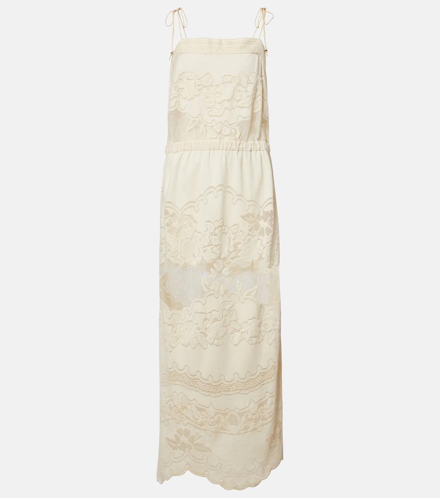 isabel marant souane embroidered cotton-blend maxi dress