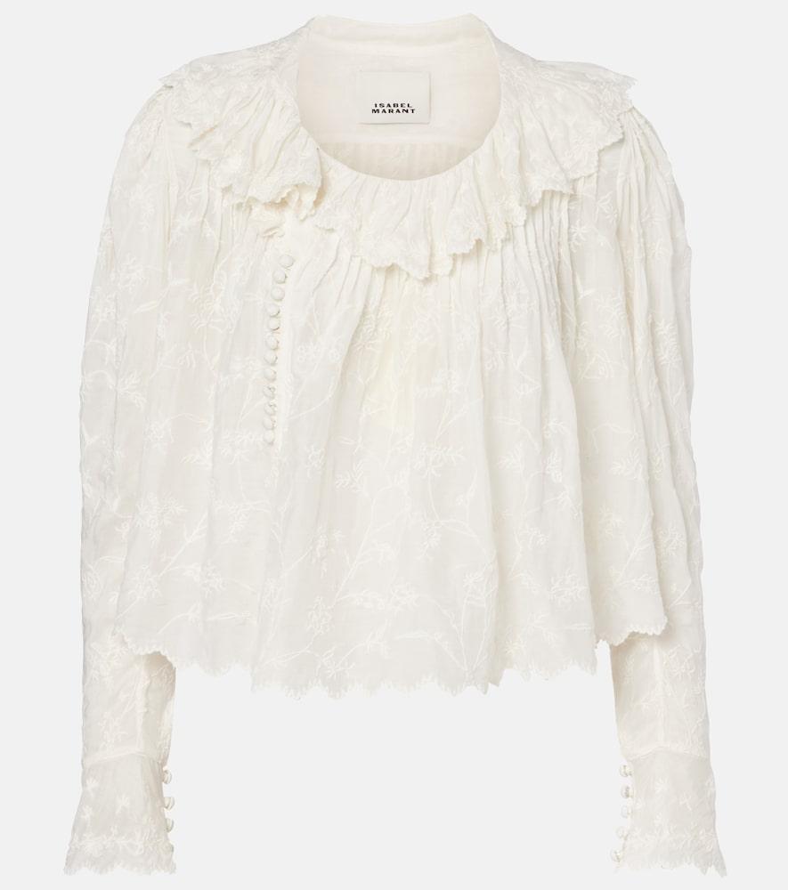 isabel marant zelly embroidered cotton and silk blouse