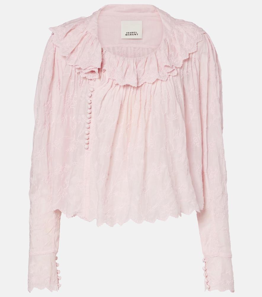 isabel marant zelly embroidered cotton and silk blouse
