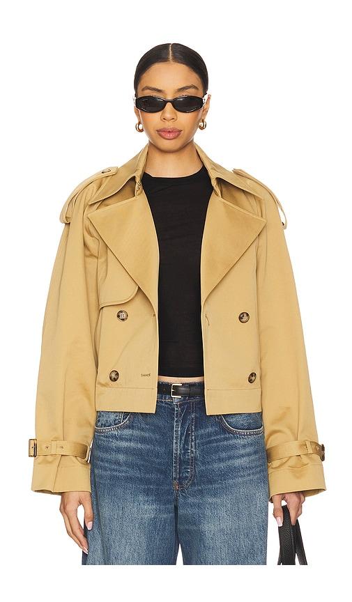 ivy oak jessica cropped trench coat in tan. - size 34/0 (also in 38/4)