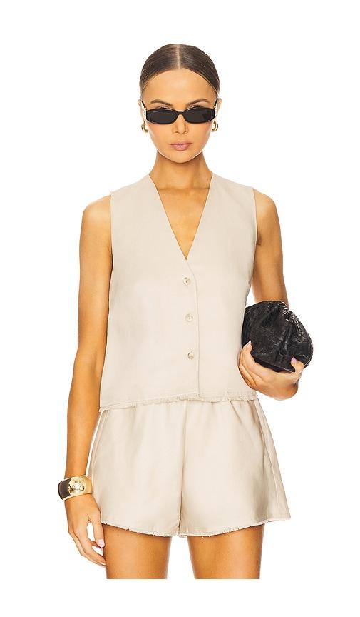 ivy oak tala ann linen vest in cream. - size 40 (also in 36)