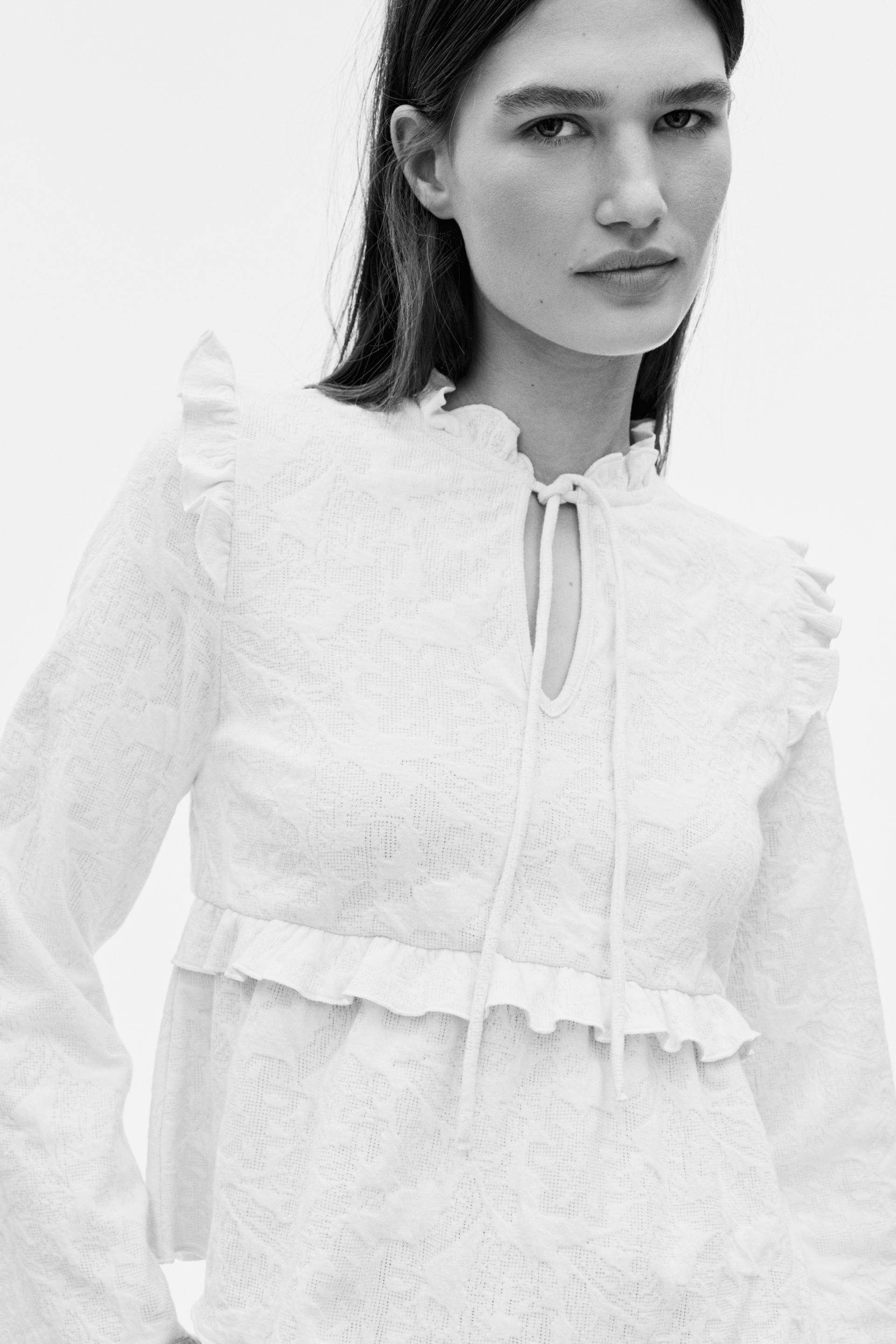 jacquard jersey blouse