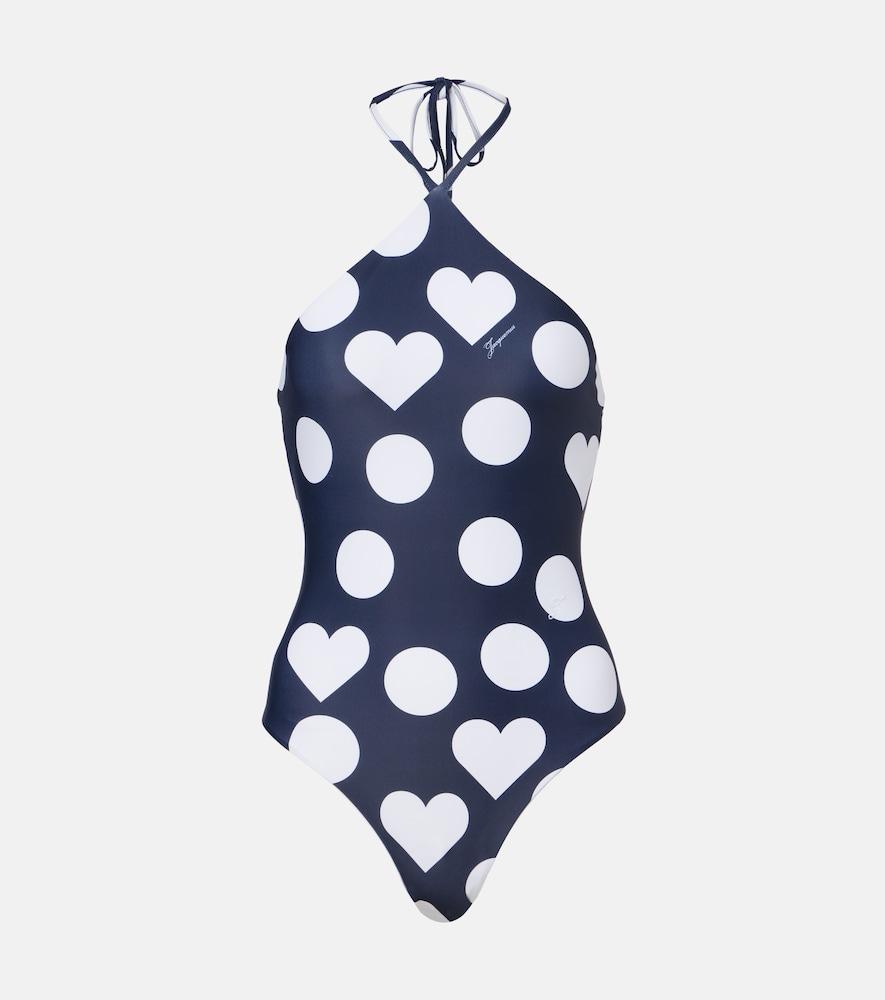 jacquemus bastide printed halterneck swimsuit