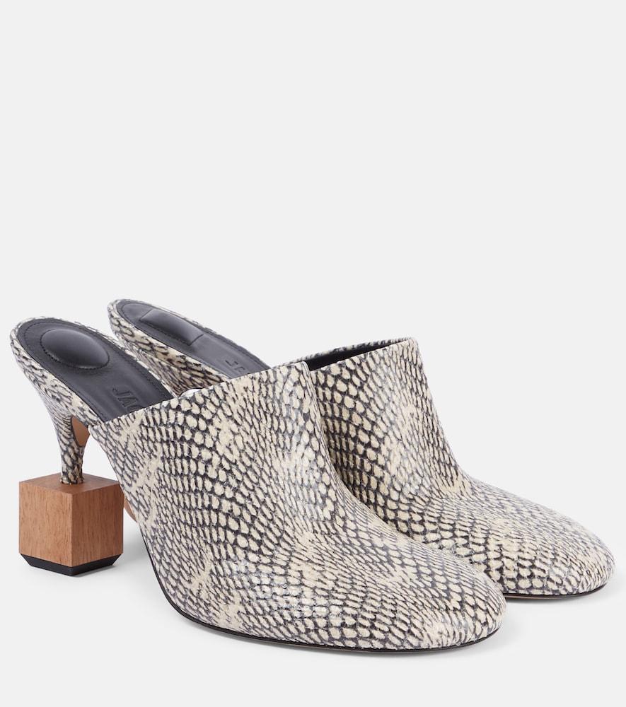 jacquemus bisou 90 snake-effect leather mules