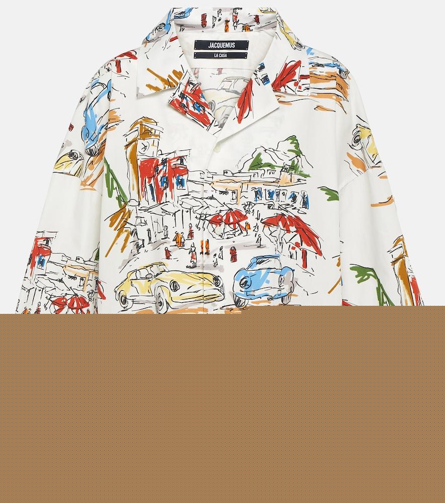 jacquemus casaco printed cotton bowling shirt