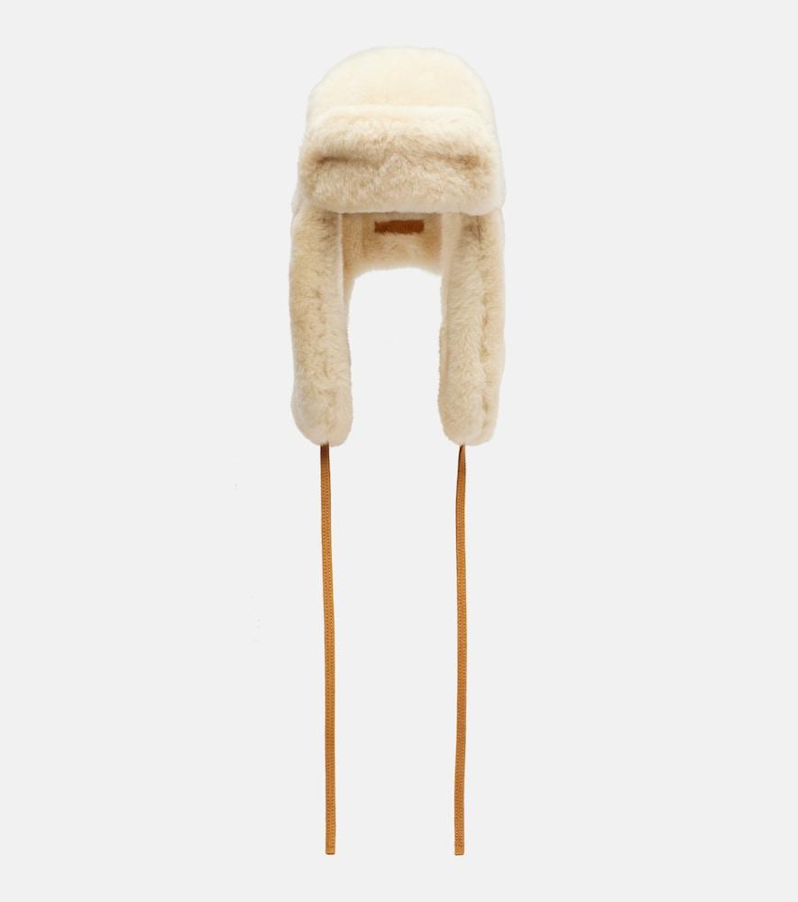 jacquemus chapka leather-trimmed shearling hat