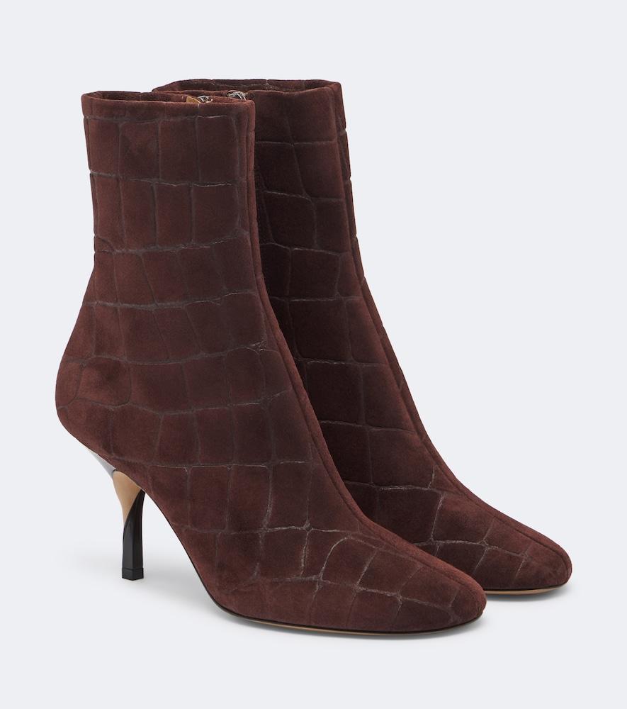jacquemus collant croc-effect suede ankle boots