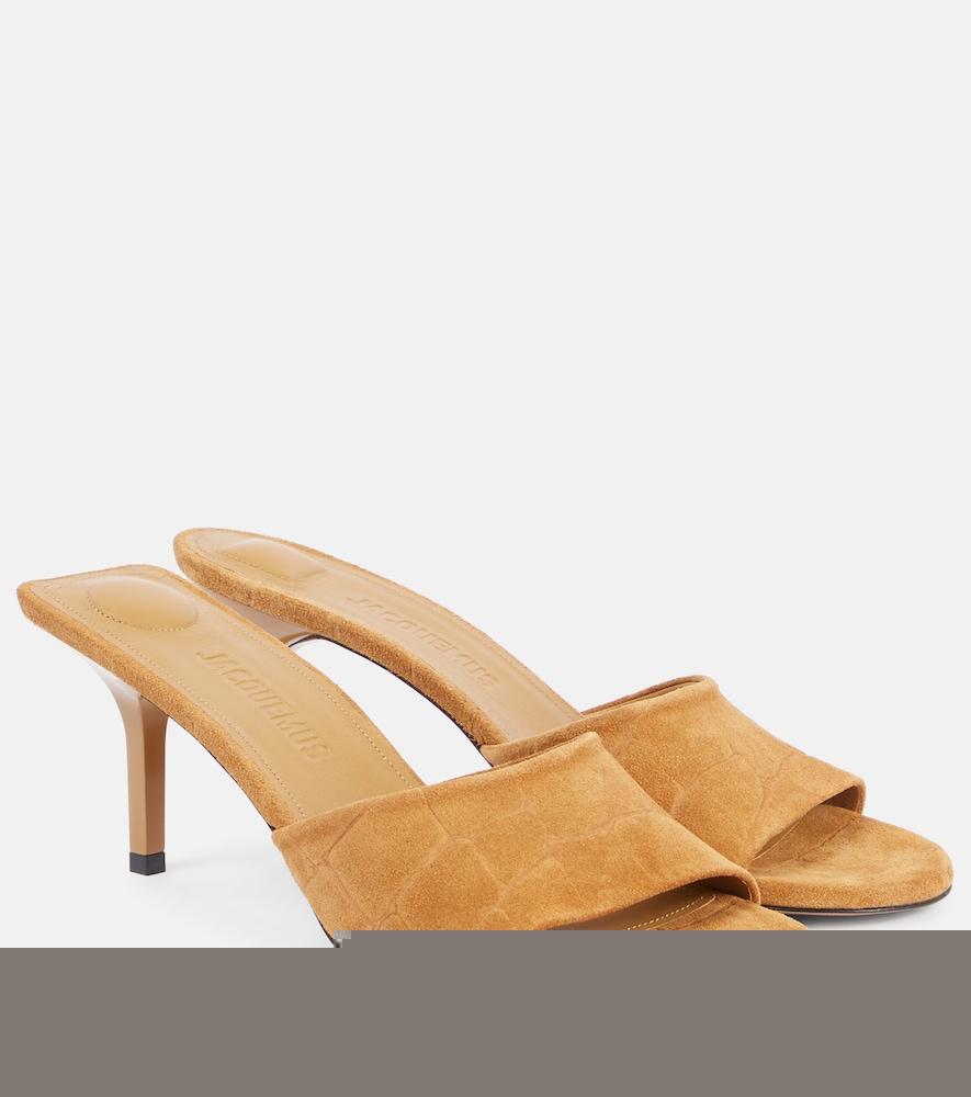 jacquemus cubisto 70 croc-effect suede mules