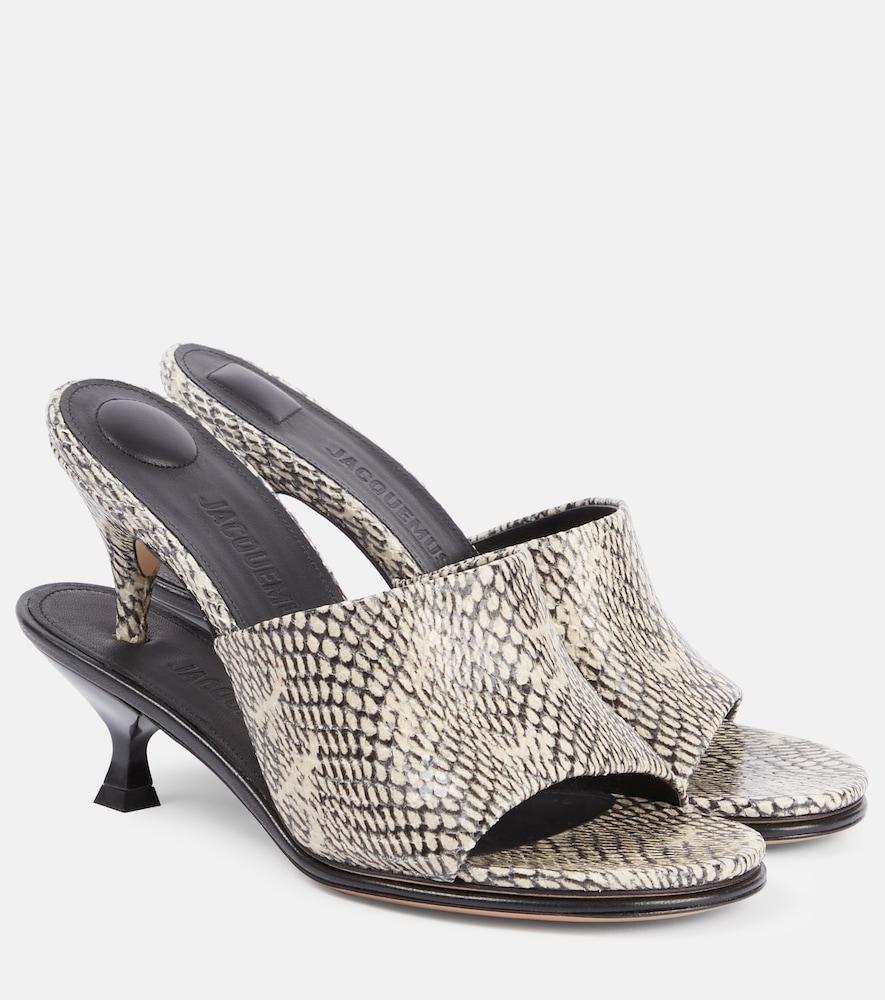 jacquemus doubles snake-effect leather mules