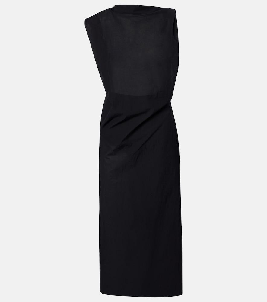 jacquemus drap cotton-blend poplin midi dress