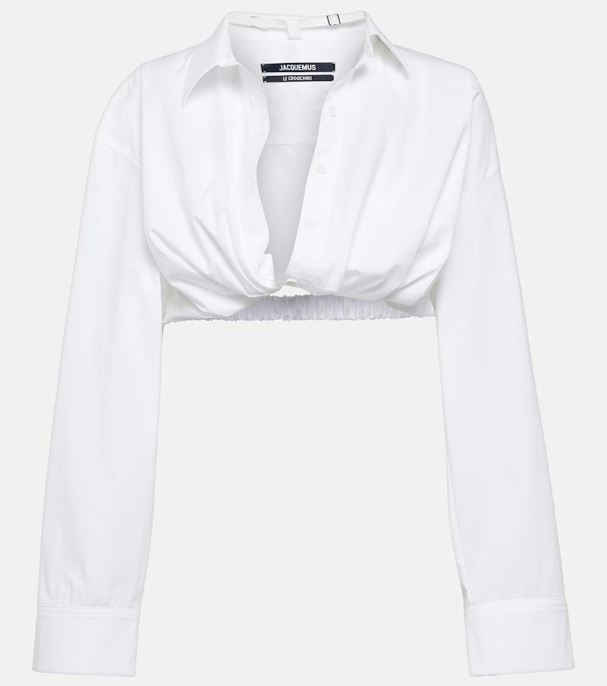 jacquemus la chemise bahia cotton-blend cropped top