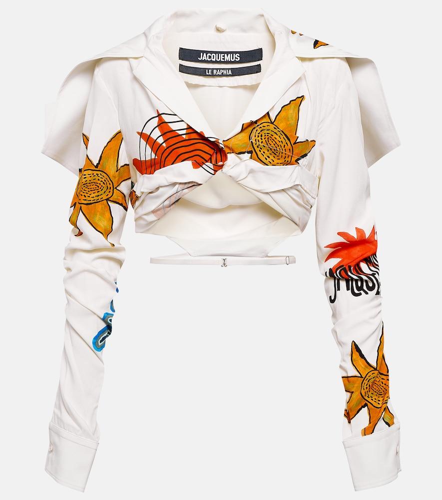 jacquemus la chemise meio printed cropped shirt