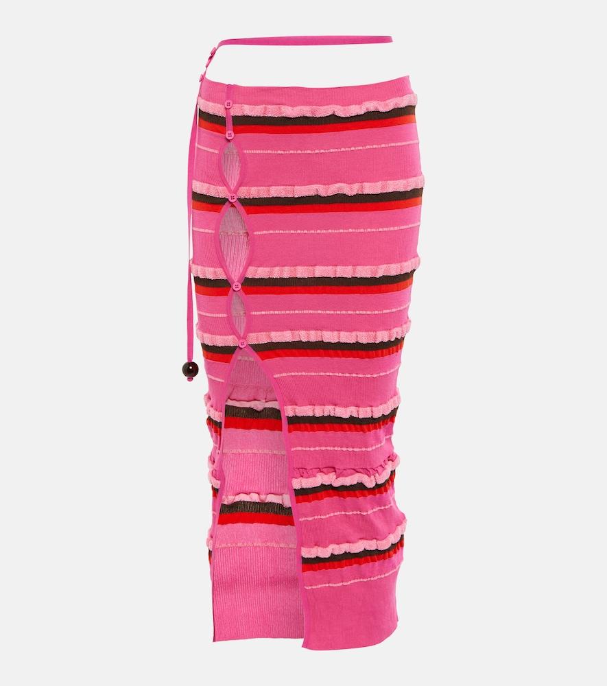 jacquemus la jupe maille concha midi skirt
