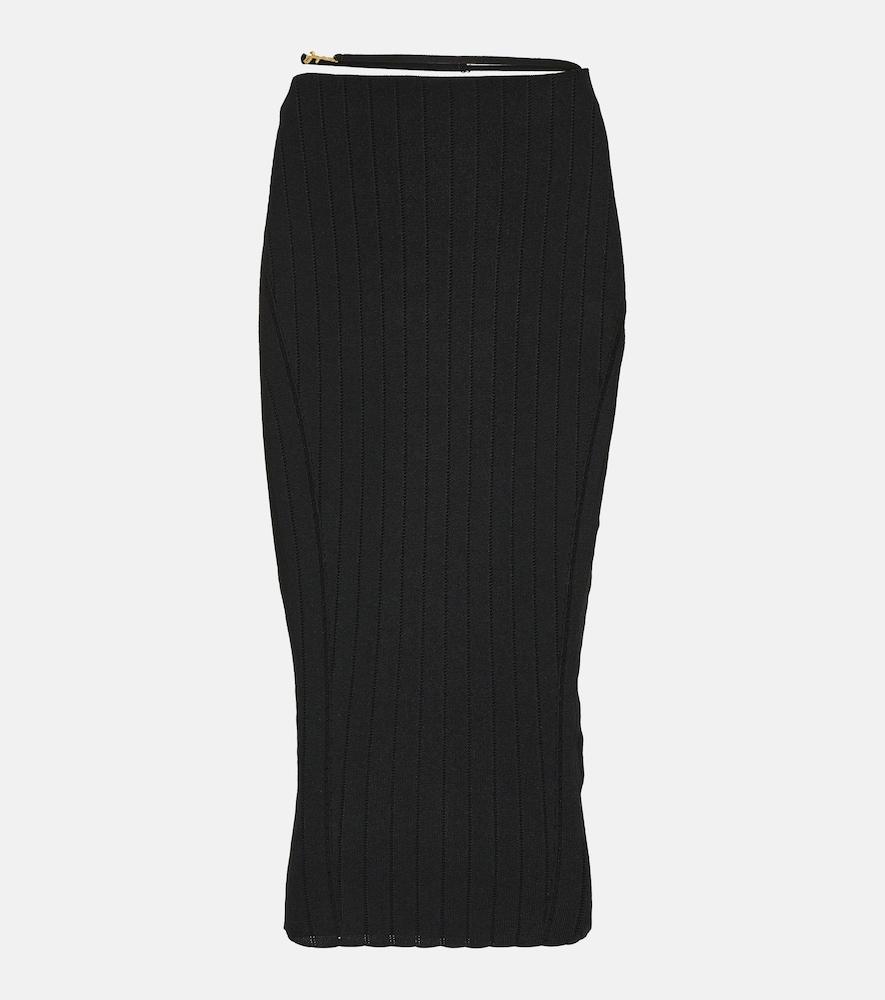 jacquemus la jupe pralu ribbed-knit midi skirt