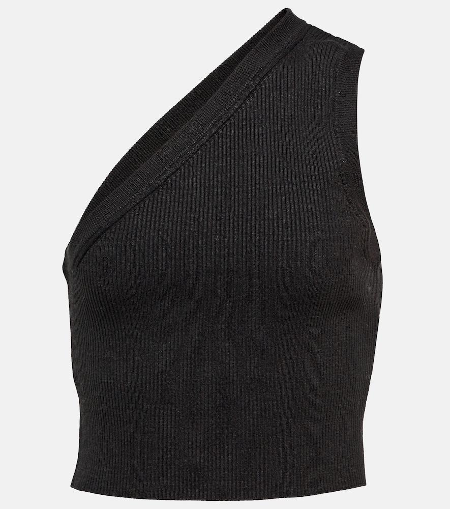 jacquemus la maille ascu cropped linen-blend top